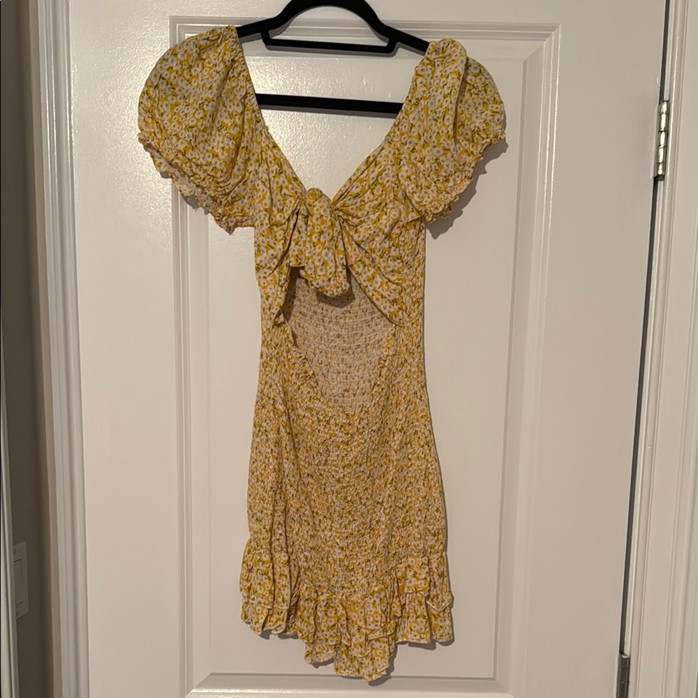 Yellow Puff Sleeve Mini Sundress